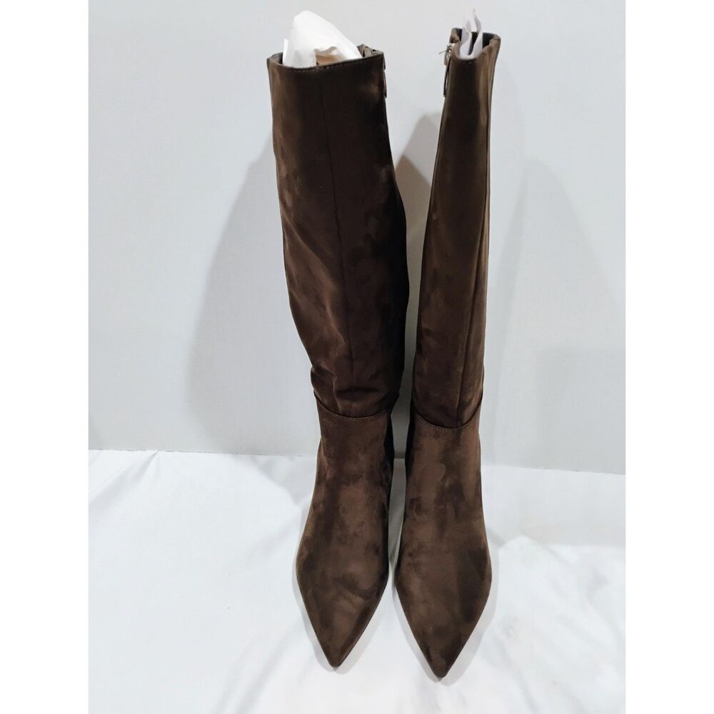 Marc Fisher Women's Glint Tall Wide Calf Kitten Heel Boots Brown 8.5 - Picture 7 of 10